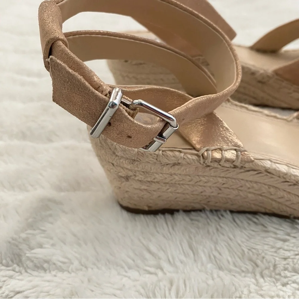 Vince Camuto Rose Gold Espadrilles Wedge Sandals Size 9.5